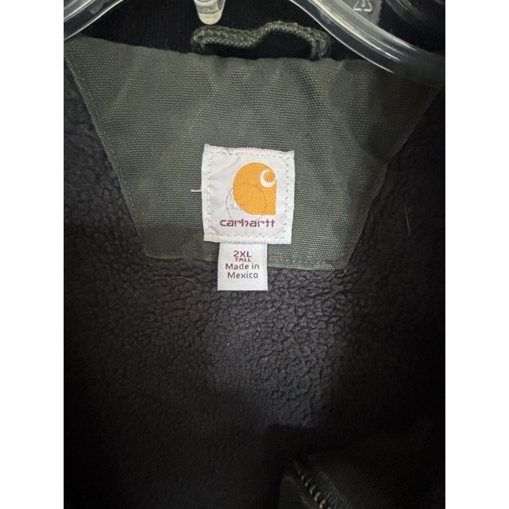Carhartt Green Jacket Sherpa Lined RN 14806 Zips 5 Pockets Pre-owned Banded Slvs - Picture 3 of 7